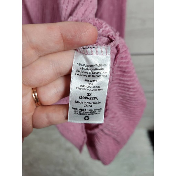 Terra & Sky Womens Pullover Sweater Cowl Neck Drop Shoulder Ruffle Pink Size 2X - Picture 4 of 6